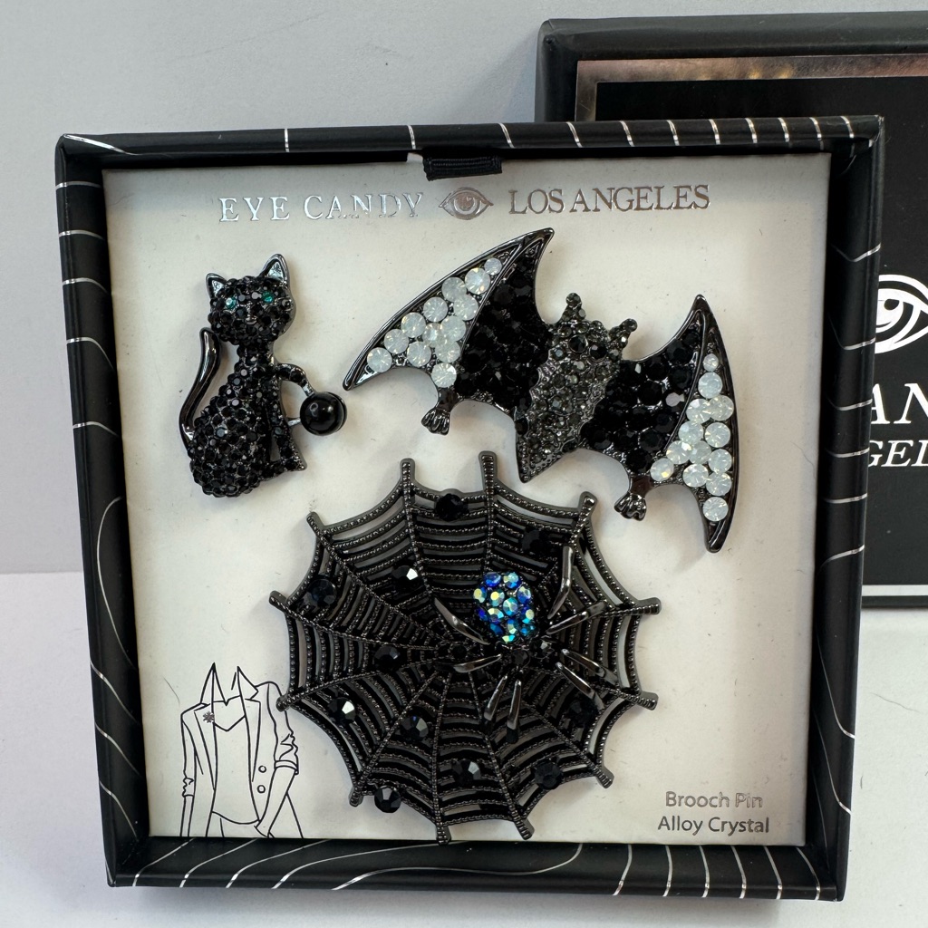Eye Candy Los Angeles Black Crystal Brooch Set